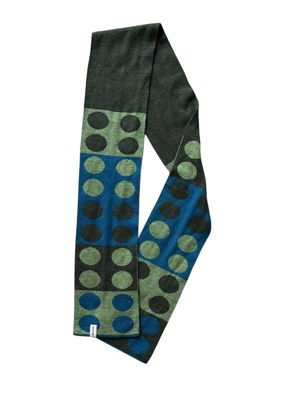 Smartwool Merino Wool Green and Blue Polka Block Scarf - Picture 4 of 4